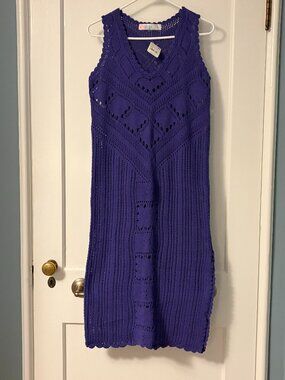 Free People beach Santorini Fauxchet Sweater Dress purple size XS NWT bohemian